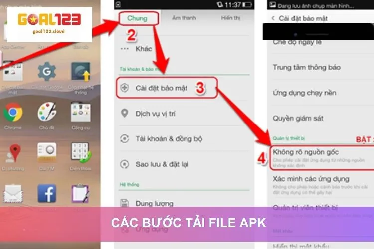 Các bước tải file APK 